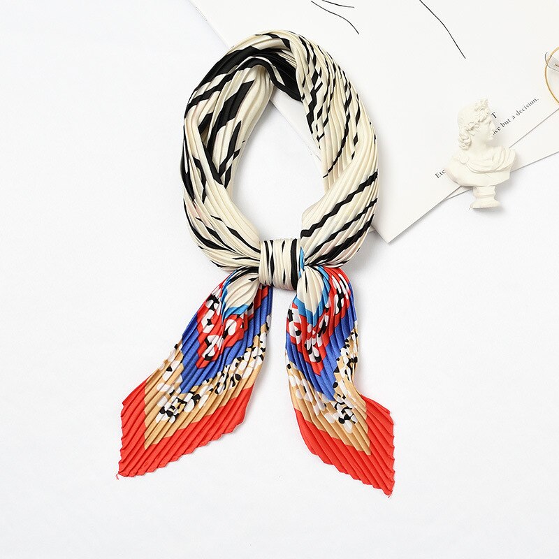Zebra Print Kleine Zijden Hoofd Sjaal Vrouwen Bandana Krinkel Zachte Zomer Das Decoratie [3961]: Mixed Red