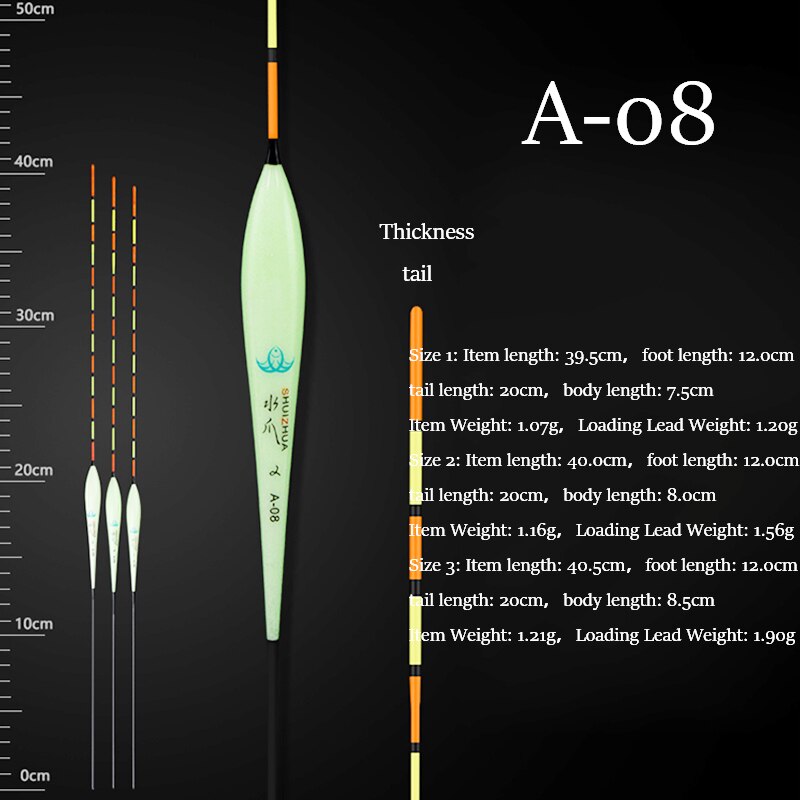 Boya de pesca de agua dulce, 3 unidades/lote, Boya de pesca con gran flotabilidad, accesorios de pesca: A-08 3pieces