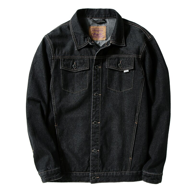 Extra stor höstjacka för herr jeansjacka tjock casual super stor kappa stor jeansjacka för herr plus size s -6xl 7xl: Svart / 7xl