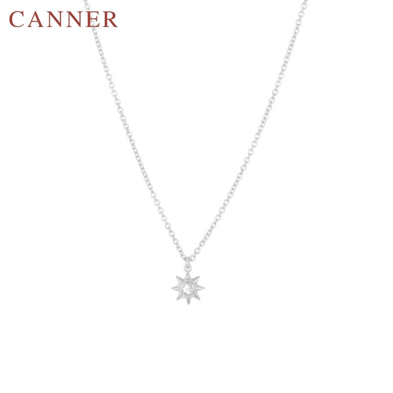 925 Sterling Silver Chain Necklace for Women Minimalist Anise Star Gold Silver color Zircon Pendant Necklace Jewelry