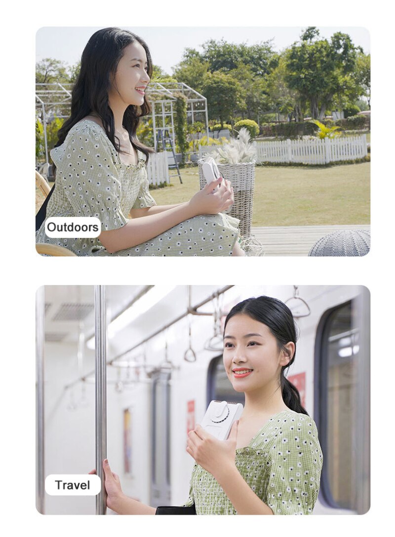 Mini Portable Fan Waist Clip Fan Hanging Neck Fan USB Rechargeable Air Conditioner 1200Mah For Outdoor Working Camping