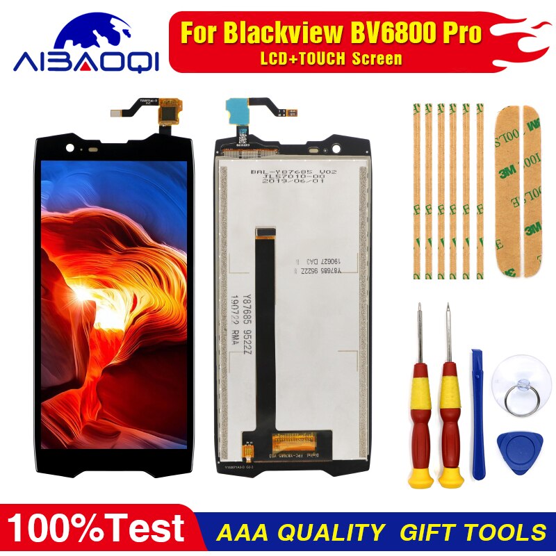 Original For Blackview BV6800 BV6800 pro Lcd Display with Touch Screen Digitizer Assembly+Tool + 3M Adhesive: Black Screen