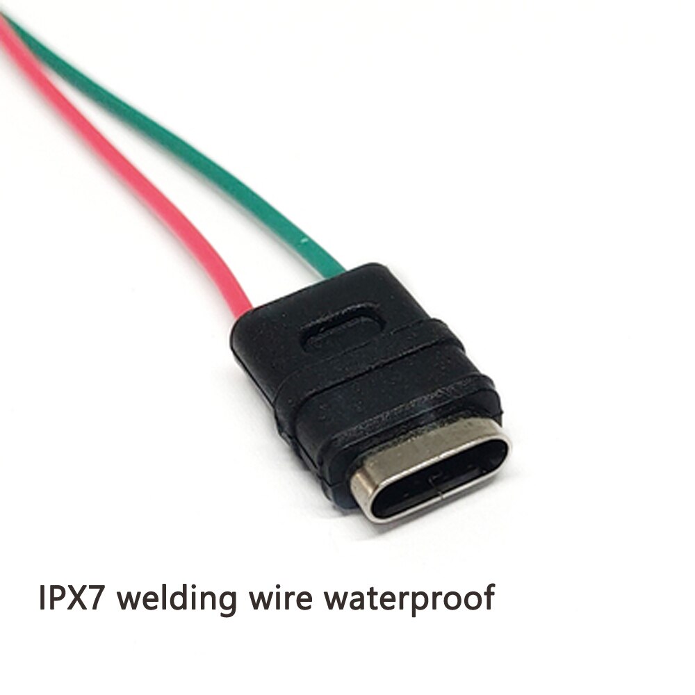 Lot de 2 à 5 fils à souder Micro USB type-c, Type W, étanche avec fils positifs et négatifs, connecteur femelle, prise de charge: 2pcs