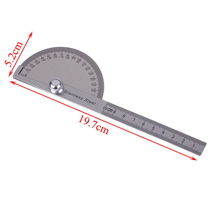 90*150mm Goniometro Ruler Goniometer Stainless Steel Protractor Round Head Angle 180 Degrees Rotation For Handymen Or Builders