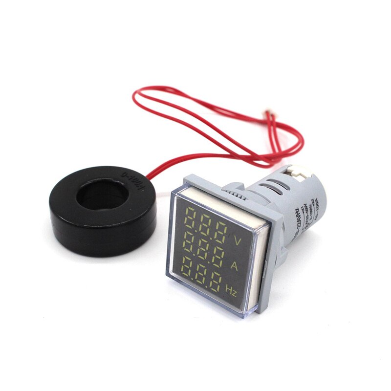 Ac digital led display ampere voltmeter amperemeter hertz spændingsstrøm frekvensmåler advarselsindikator signal tester: Hvid