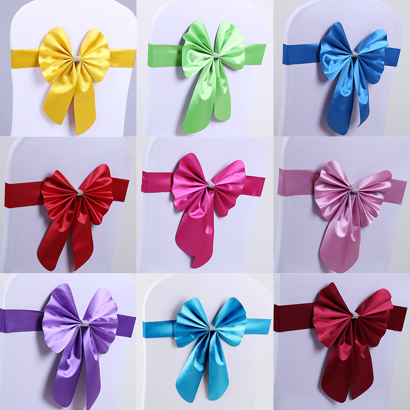 1 Stks/partij Stoel Cover Elastische Stoel Cover Stoel Terug Bloemen Boog Decoratie Hotel Bruiloft Stoel Terug