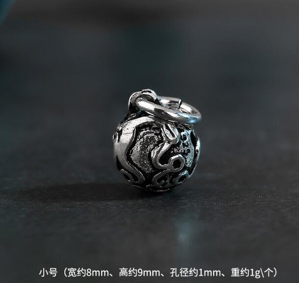 Campane di Jingle europee artigianali Vintage Charm in argento Sterling 925 con anello gioielli fai-da-te che fanno pendenti per regalo braccialetto collana: silver 8x9mm 1pcs