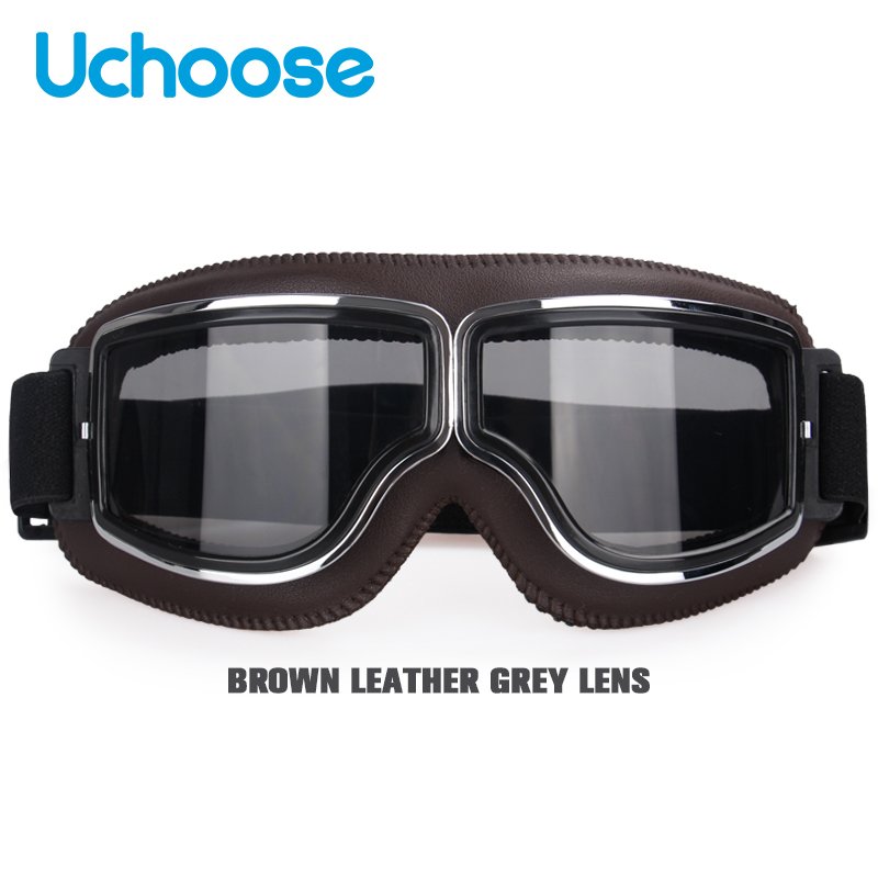 Winddichte motorhelmbril Leer Veiligheid Beschermend Antireflectie Motocross Cross-country Steampunk Glas Verschillende stijlen: Lavendel