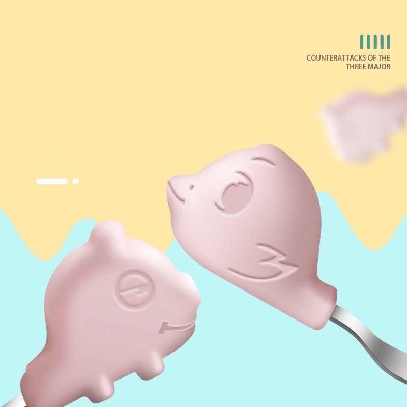 Babyservice lære at spise træning ske kort ske gaffelsæt spædbørnsservice fodergaffel baby gadgets børnebestik