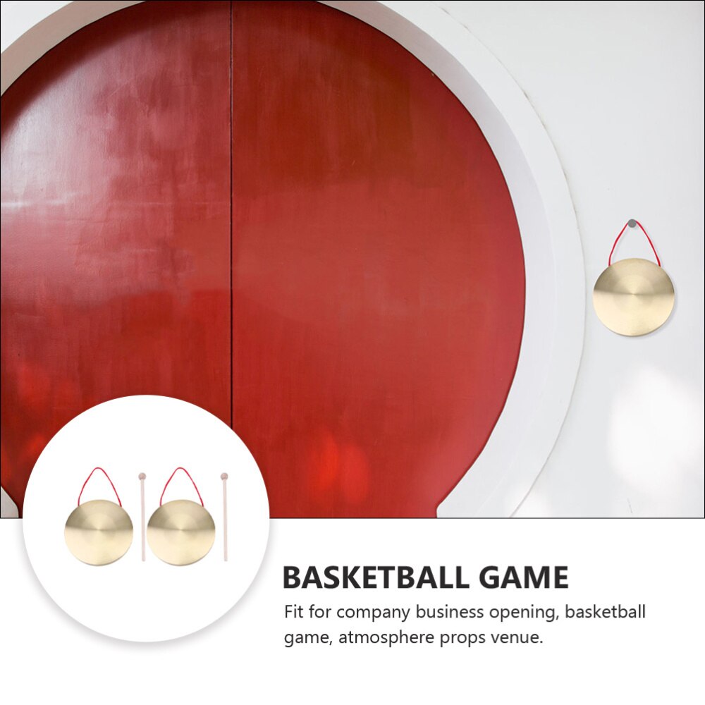 2 Sets Traditional Percussion Instrument Chinese Gong Opera Gong Hand Gong