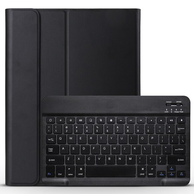 Wireless Bluetooth Keyboard Case with Pen Holder Leather Protective Tablet Cover For Samsung Galaxy Tab A 10.1 SM-T580 SM-T585: Black