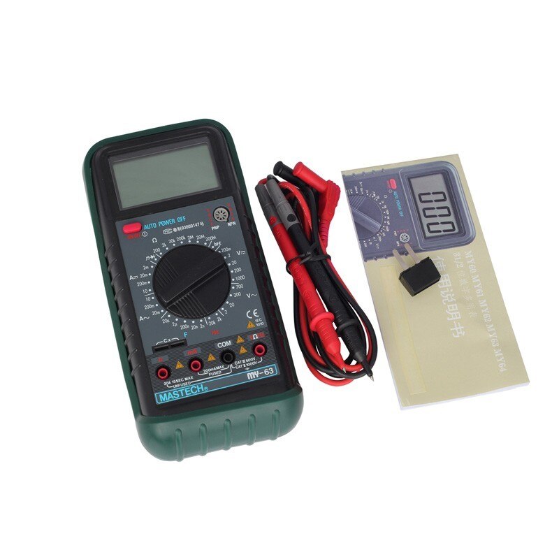 MASTECH – multimètre numérique MY63, 2000 points, DMM, avec capacité de température et testeur hFE, ampèremètre, megohmmètre