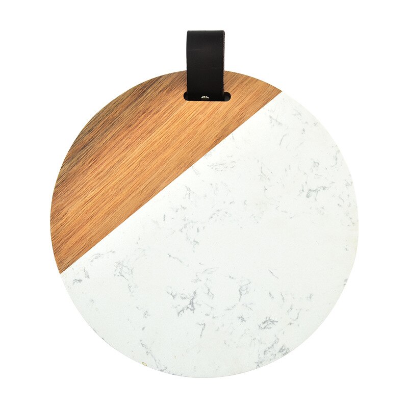 Round solid wood marble splicing kitchen board household chopping board cheese cutting board kitchen utensils
