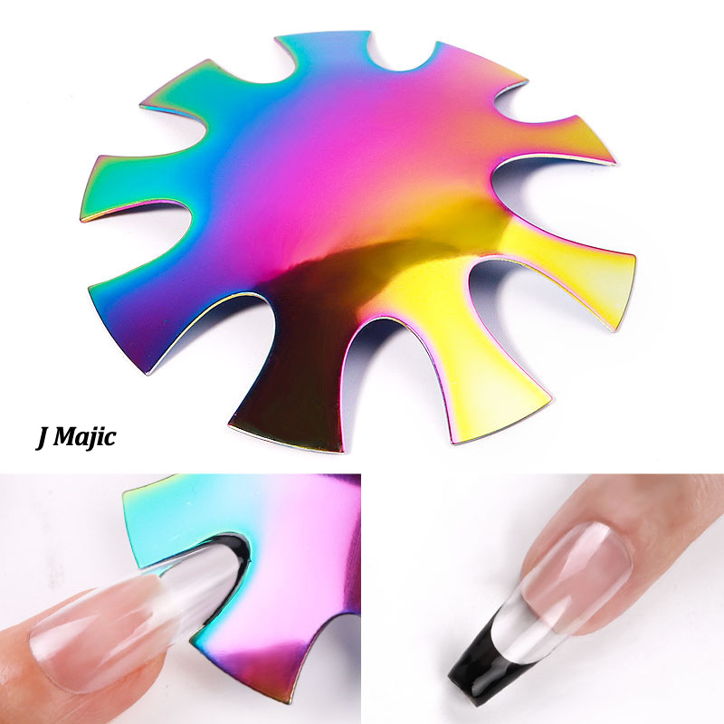Pro 12 Style Easy French Smile Cut V Line Edge Trimmer Nail Cutter Almond Nail Stencil Styling Mold French Manicure Tools