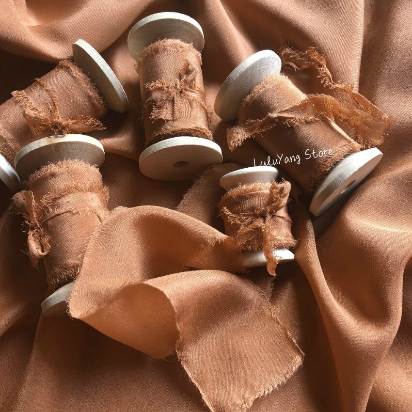 chiffon di seta Del Nastro per Il FAI DA TE dell'invito di Cerimonia Nuziale Scatola Regalo Complementi Arredo Casa dell'arco Dei Capelli Arancione Polveroso Puro Nastri di Seta impalpabile: 2.5cm x 5m