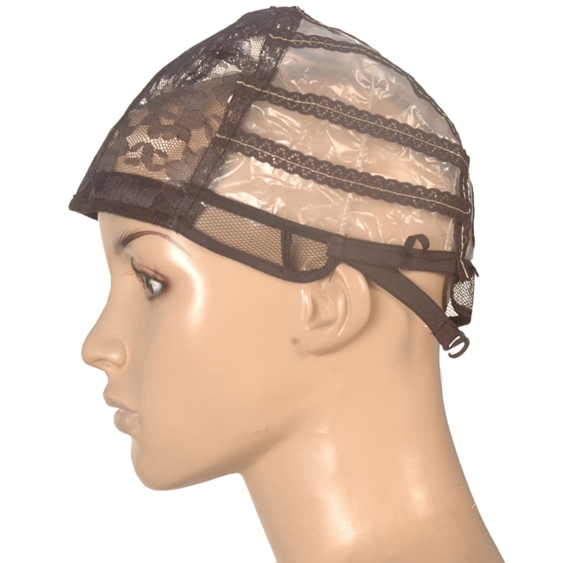 Bonnet pour fabrication de perruque, casquette en plastique extensible, noir moyen, 5 pièces, pour la fabrication des perruques, avec sangle ajustable