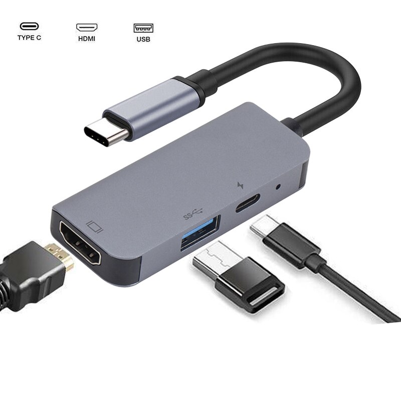 8 in 1 Aluminum alloy USB-C HUB Type-C To HDMI+USB 3.0+PD charging cable RJ45 Ethernet Micro SDTF OTG Adapter 3 in 1, 5 in 1