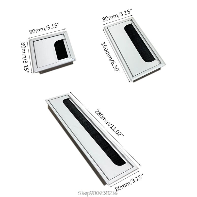 Aluminium Square Rectangle Desk Computer Wire Cable Outlet Insert Hole Cover Table Grommet O01 20