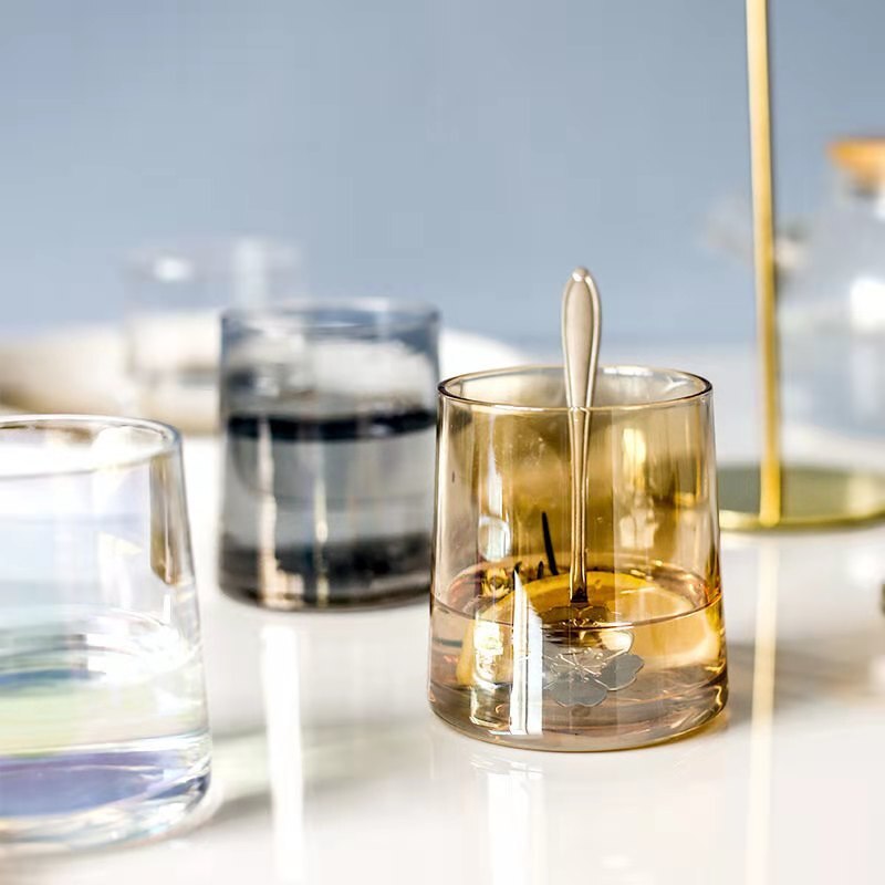 Nordic Style Ins Colorful Whiskey Glass Cup Coffe Mug Household Whiskey Glass Mug Transparent Water Glass Cup Drink Juice Glass