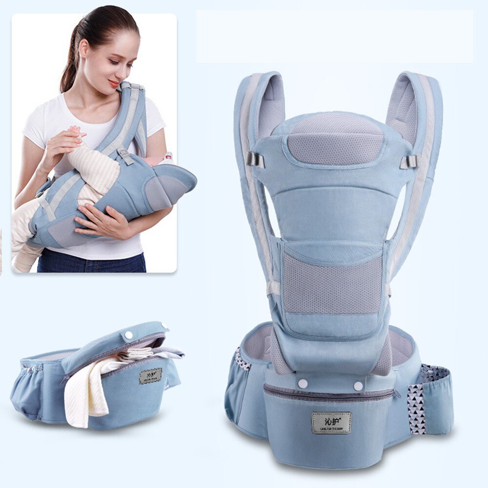 0-48 Month Ergonomic Baby Carrier Infant Baby Hipseat Carrier 3 In 1 Front Facing Ergonomic Kangaroo Baby Wrap Sling: Fresh green seasons