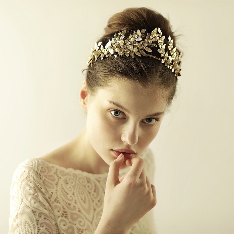 O870 Classic alloy plated wedding tiara wedding hair accessories bridal crown headpiece with leaves for bride
