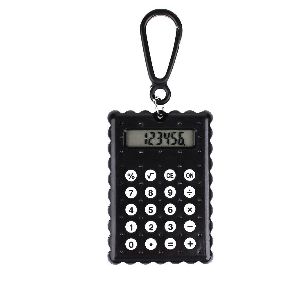 Portable Electronic Calculator Pocket Size 8 Digits Display Mini Ultra-thin Calculator Keychain Calculators Office School Supply: Black