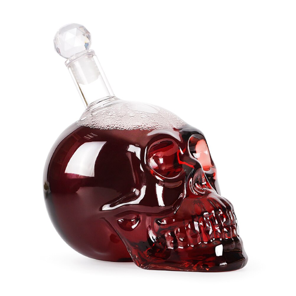 650ml/1000ml Glass Whiskey Bottle Skull Vodka Bottles Skull Head Bottle Gothic Wine Vodka Decanter With Stopper: B
