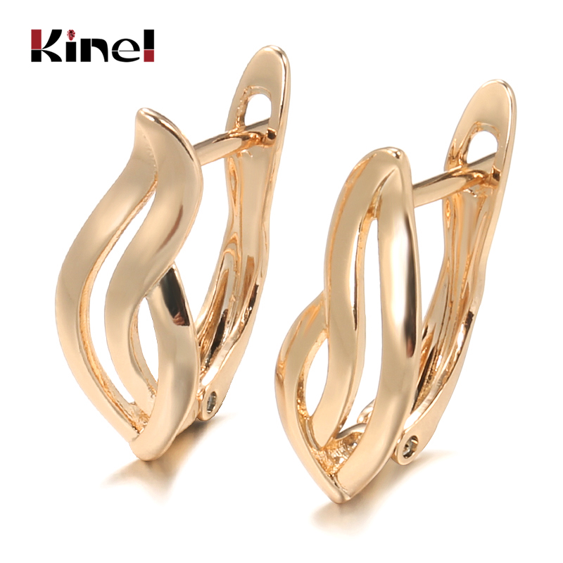 Kinel Glossy Dangle Earrings 585 Rose Gold Simple Square Earrings For Women Daily Fine Jewelry