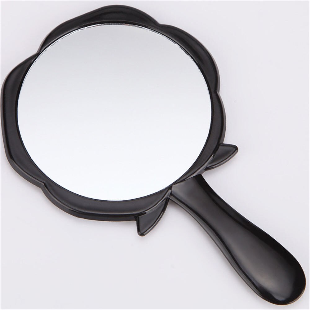 Black Mirror HD Rose Style Portable Handle Cosmetic Mirror Round Shaped Toilet Glass makeup Mirror