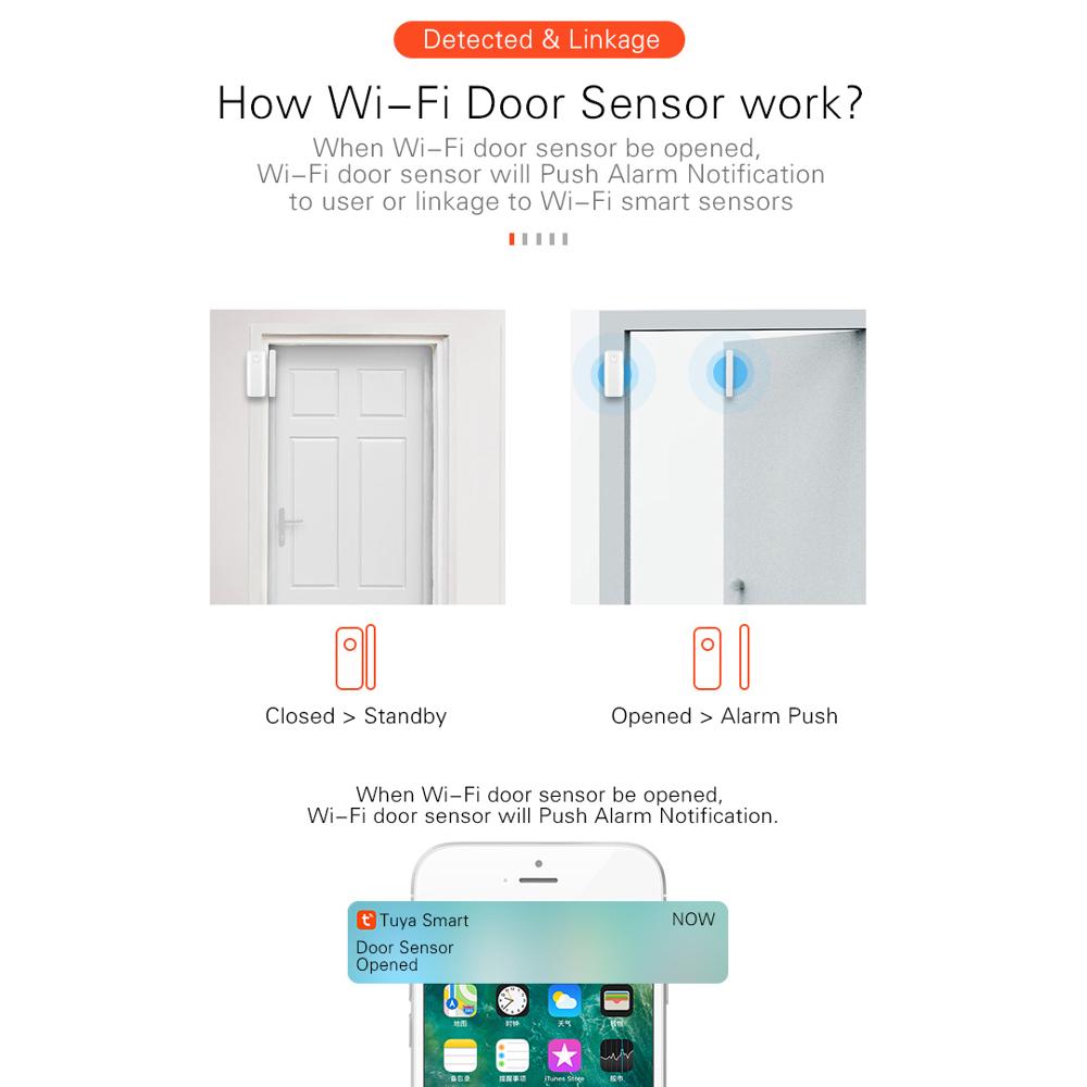 Alarmest Wifi Deur Sensor Smart Home Draadloze Wifi Deur Sensor Met Alexa Google Home Alarm Security Power Door Tuya