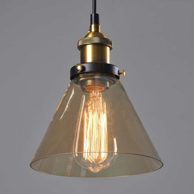 Jahrgang Anhänger Lichter Glas Anhänger Lampen Dachgeschoss Industrie Hängen Lampe rauchig Grau Lamparas De Techo Colgante Moderne Glanz Pendent: Bernstein-B 18.5CM