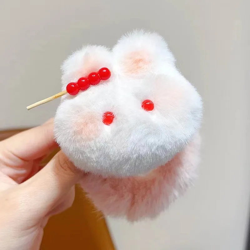 Hase Pelzigen Haar Schleife Haar Clip Weibliche Weiche Nette Rouge Kaninchen Haar Seil Schüler Pferdeschwanz Haarnadeln Mädchen Zubehör