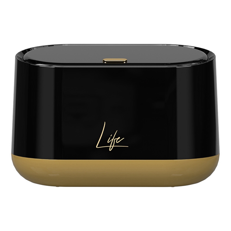 Kantoor Kaptafel Prullenbak Bureau Desktop Mini Bin Vuilnis Mand Emmer Kamer Kleine Smalle Deksel Vuilnisbak Prullenbak: Black Gold