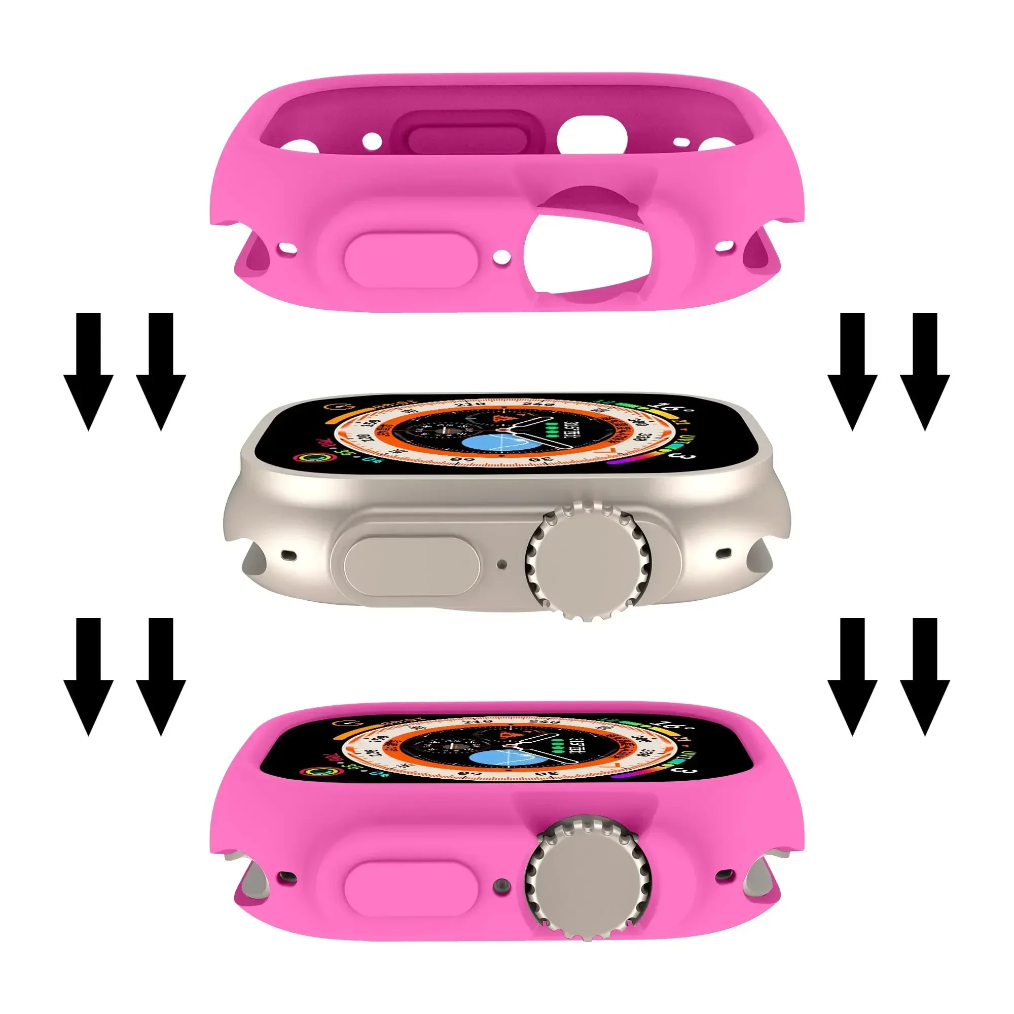 Hoesje voor apple watch ultra 2 met 49mm bandjes, rondom schokbestendig, tpu-beschermend, zacht siliconen bandje, bumper, krasbestendig.
