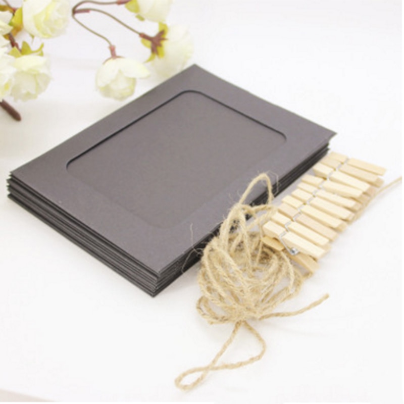 10 Pcs Diy Kraftpapier Fotopapier Frame Met Clips Foto Opknoping Muur Foto Album Touw Familie Geheugen Frame Thuis decor Craft: 1