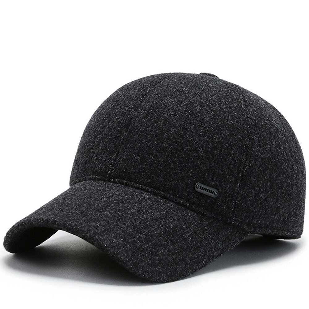 Fs masculino feminino inverno boné de beisebol com earflap preto cinza meia-idade pai chapéus ao ar livre quente proteção de orelha ciclismo gorras: Gray Baseball Cap