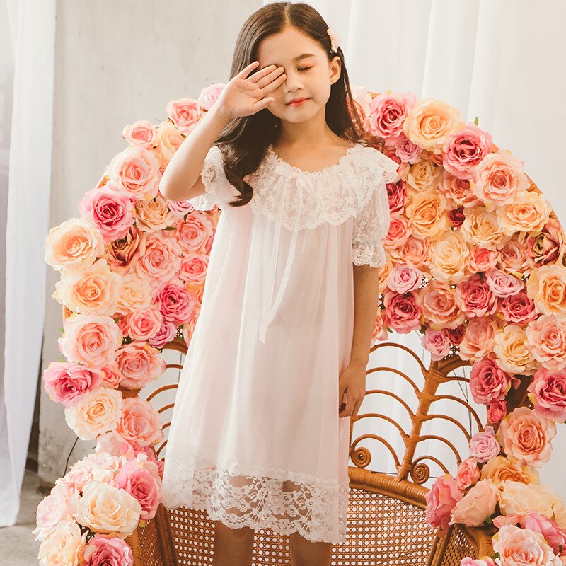 Mädchen Prinzessin spitze schlaf Kleid Baby Mädchen Kleidung Schlaf Nachthemden nette Nachthemd freundlicher Nachtwäsche: Rosa / 4T