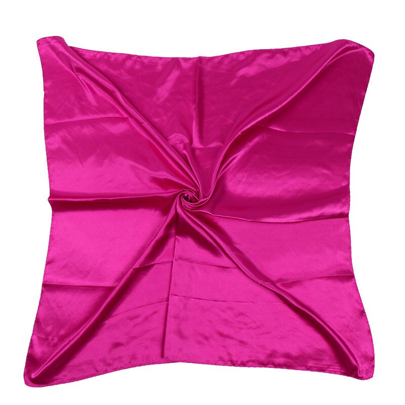 Solid Color Satin Women Scarf 90*90cm Big Wraps Lady Headband Hajib Muslim Female Square Scarf: rose red