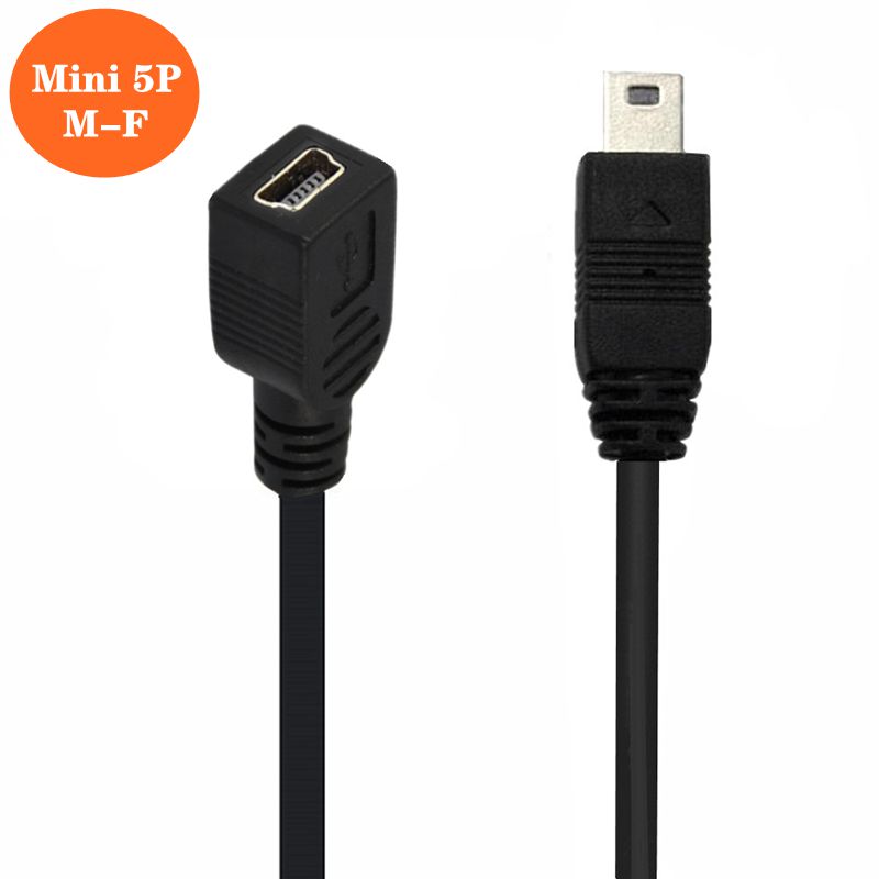 USB 2.0 Mini USB Extension Cord Male To Female t-port, Mini 5pin Public Transfer Master Data Charging Cable
