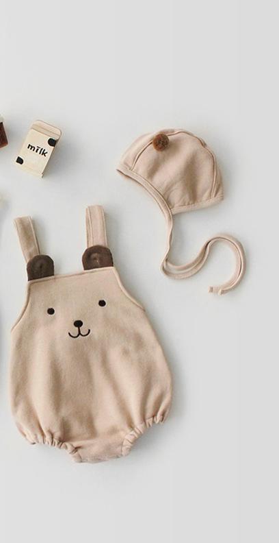 Baby Bodysuits Leuke Beer Mouwloze Riem Katoen Hoed-Jas + Hoed Voor Zuigelingen Jonge Kinderen Baby Meisje Kleding: Bruin / 12m