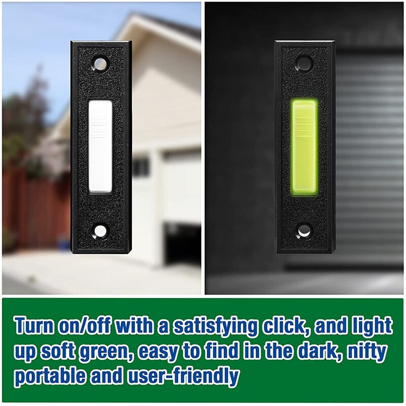 Gtbl Universele Garagedeuropener Schakelaar 41A4166 Verlichte Muur Gemonteerd Drukknop Zwarte Afwerking Met Witte Center