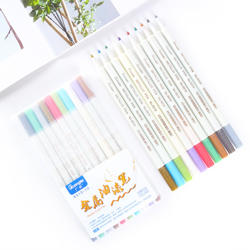 10 Pcs/Box Drawing Painting Marker Pens DIY Metal Waterproof Permanent Paint Marker Pens 1MM Student Supplies Craftwork Pen
