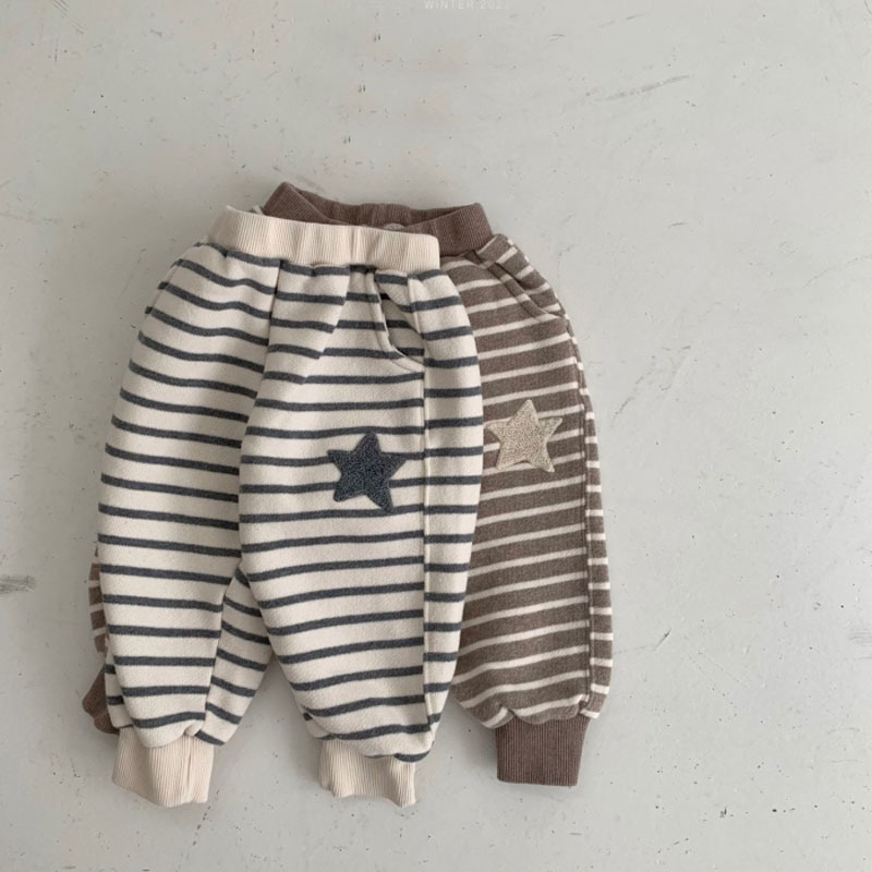 9441 Ins pantaloni Casual in peluche a righe per bambini autunno inverno pantaloni sportivi comodi da ragazzo 0-5 anni pantaloni Casual da ragazza