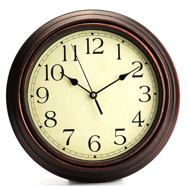 12-Inch Round Classic Clock Retro Non Ticking Quartz Decorative Wall Clock: Default Title