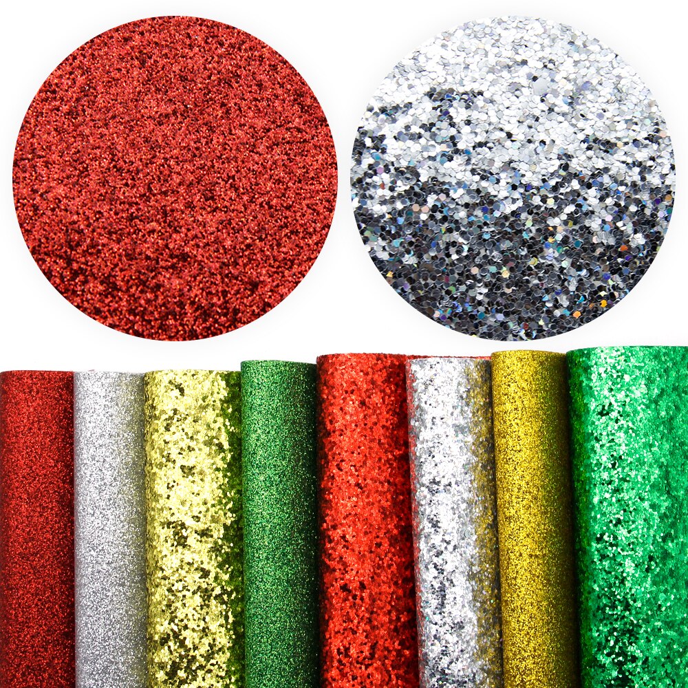 God jul enfärgad fint tjockt glitter tyglakan i konstläder för att göra handgjorda örhängen bowknot ,1 yc 8301