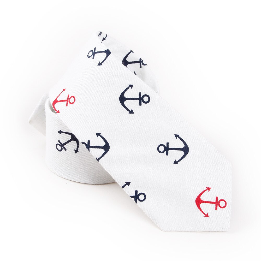 Moda kotwica krawat męska bawełna cienki krawat na garnitury wesele krawaty krawaty dla mężczyzn granatowy mężczyźni wąskie marki Gravatas