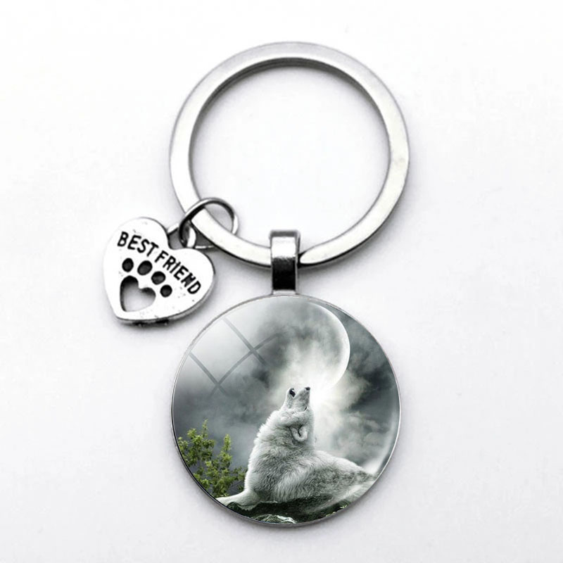 Porte-clés loup dans la nuit, porte-clés tête de loup, bijoux pour hommes,
