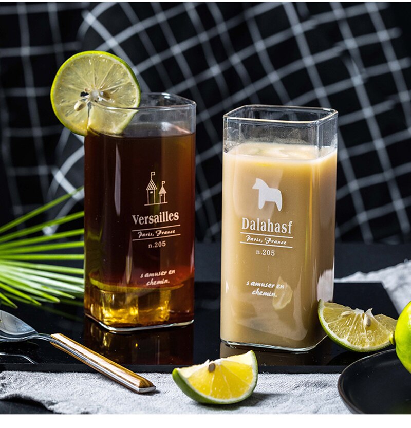 4 Pcs/lot Transparent color water glass office juice drink glass cups GLA-18