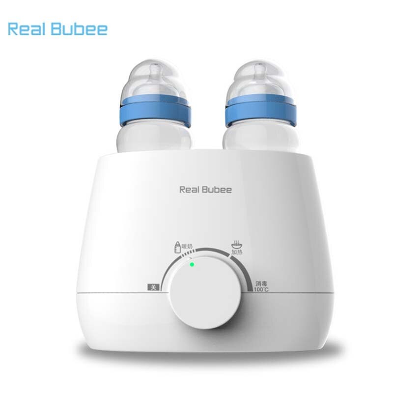 Real Bubee 3 In1 chauffe-lait pour double bouteilles stérilisateur à 3 broches et ensemble Anti-bactérien avec couvercle