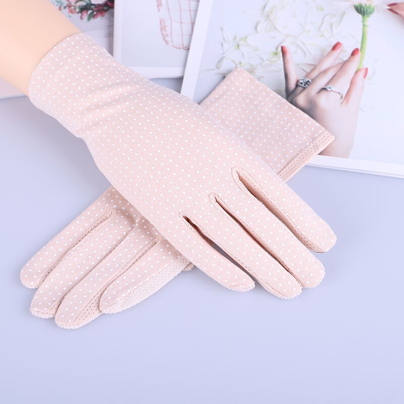 Neue Baumwolle handschuhe Nicht-Unterhose Atmungsaktive Damen Handschuhe Stelle Sommer Dünne UV Sonnenschutz Handschuhe treibende handschuhe: Beige